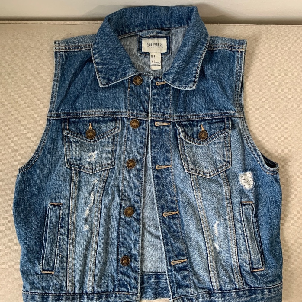 Forever 21 Jean Vest Size Small Blue